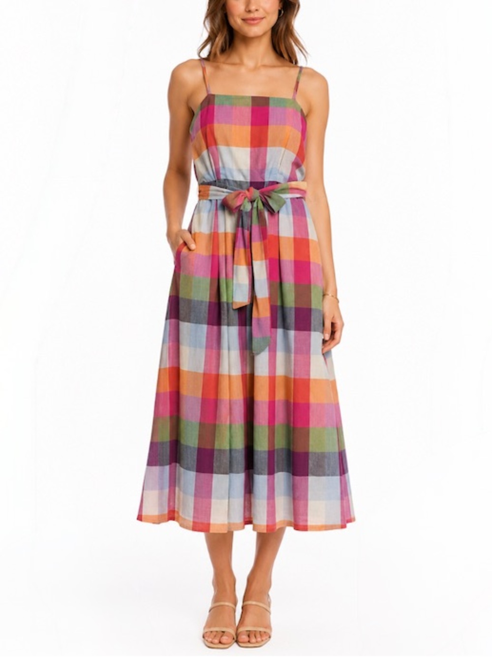 Kate Spade x Target Multicolor Plaid Midi Dress w/ Tie-Waist - Size Small (NWT)